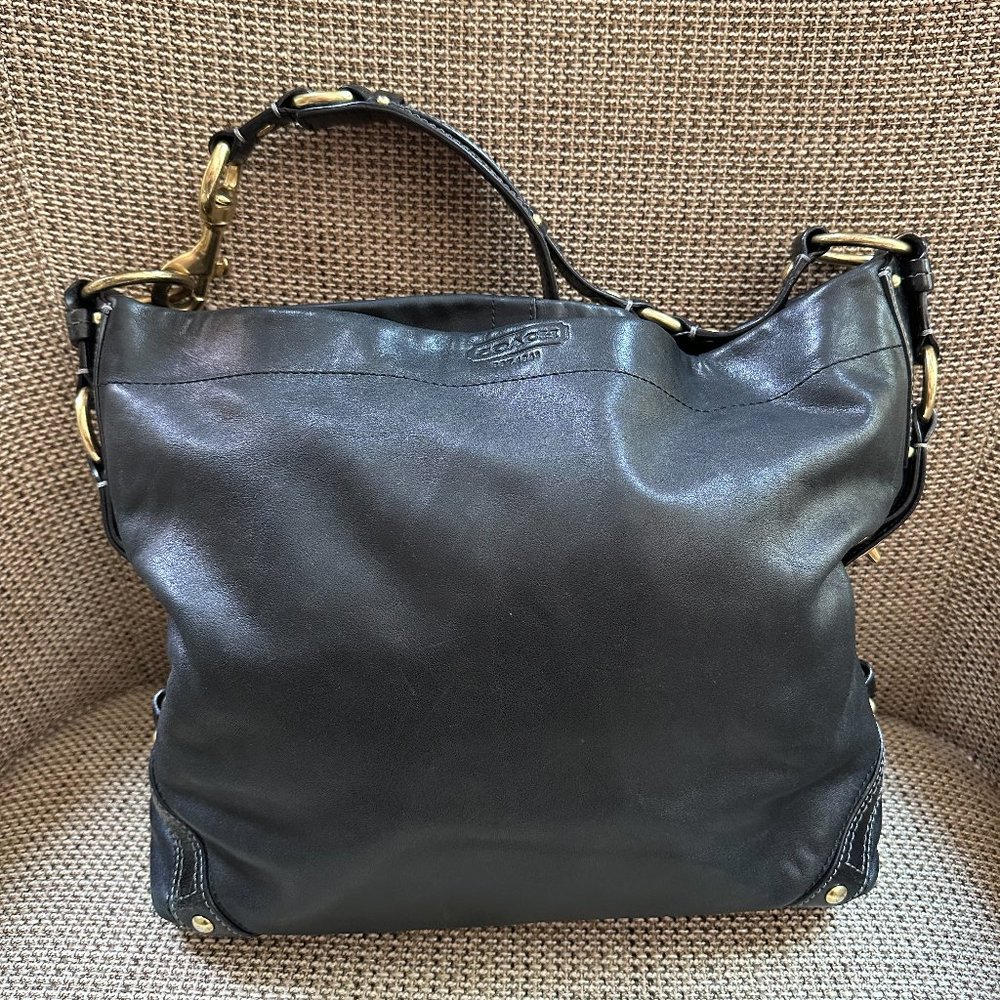COACH Authentic Carly Black Leather Large Hobo
